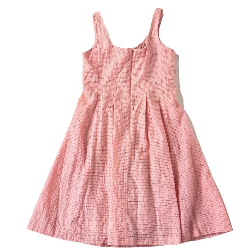 Pappagallo Fit and Flare Dress Women 6 Pink Textured Sleeveless Pockets - Picture 2 of 16